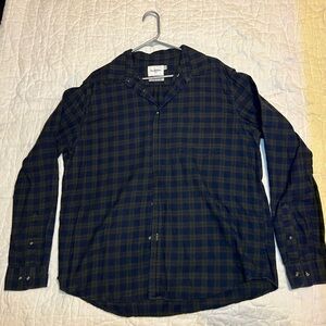 Goodfellow & Co Plaid Button-Up Shirt Navy/Olive XL Long Sleeve Mens flannel